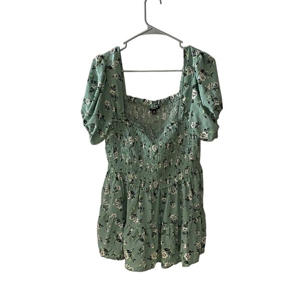 Torrid Green Floral Smocked Blouse - Picture 1 of 4